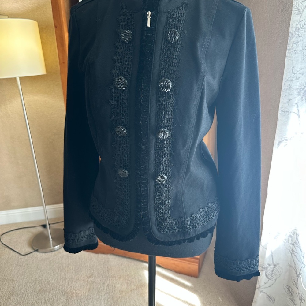 Velvet Trim Black Women's Jacket
